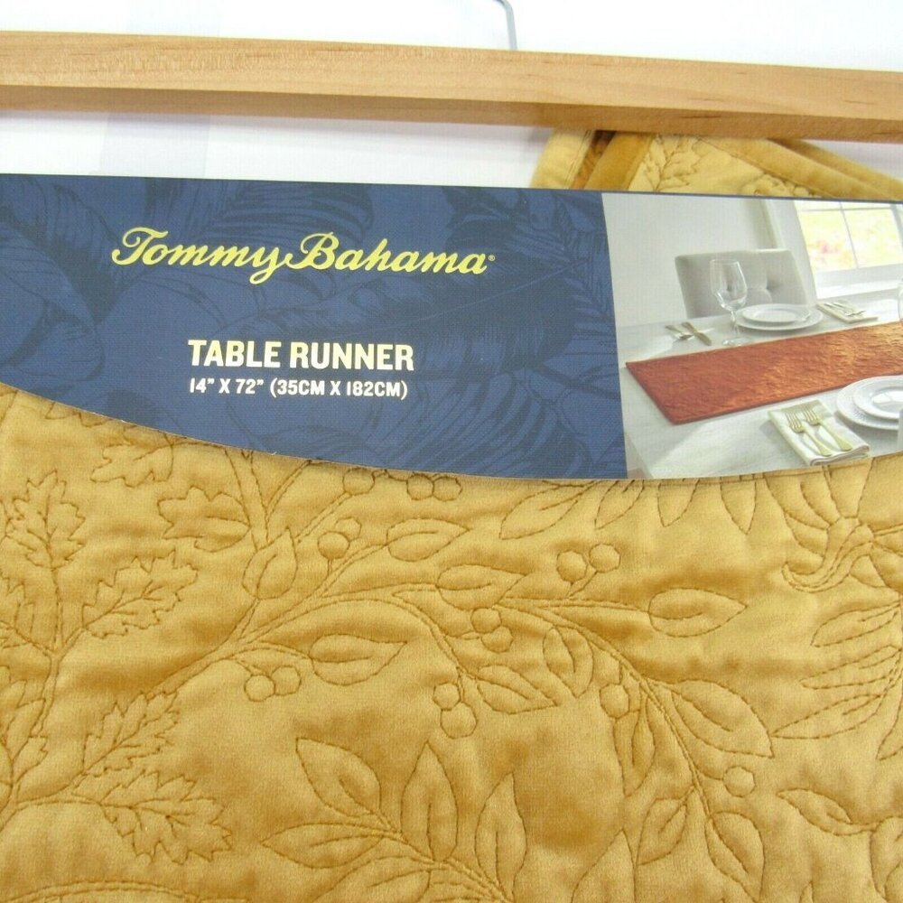 FLAW Tommy Bahama Velvet Table Runner 14" x‎ 72" Thanksgiving Pumpkins Stitched